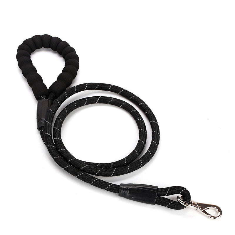 Reflective Dog Leash with EVA Foam Handle – Durable Nylon Round Rope for Outdoor Use