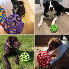 Milk-Scented Treat-Dispensing Geometric Toy Ball – Natural Rubber Dog Chew & Teeth Cleaner