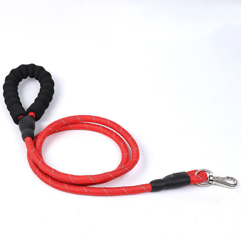 Reflective Dog Leash with EVA Foam Handle – Durable Nylon Round Rope for Outdoor Use